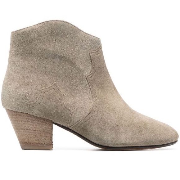 Isabel Marant Dicker Taupe Gray Suede Western Ankle Booties Size EU 38/US 8 - Picture 3 of 6